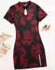 Adult Female Costumes to Hire - Chinese - Red Dragon Print Dress - Large